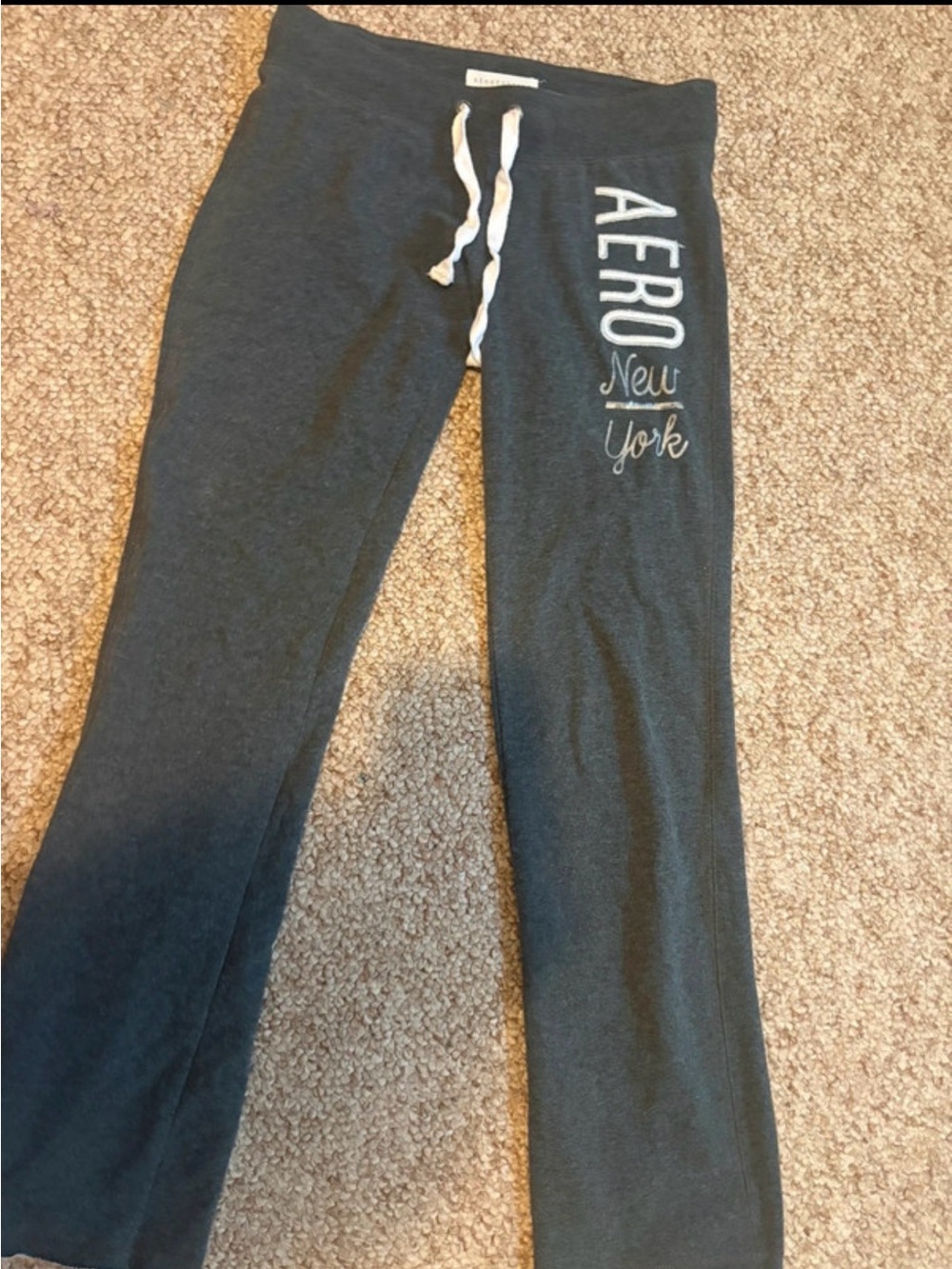 Aeropostale Dark Gray Girls' Drawstring Joggers with White Logo